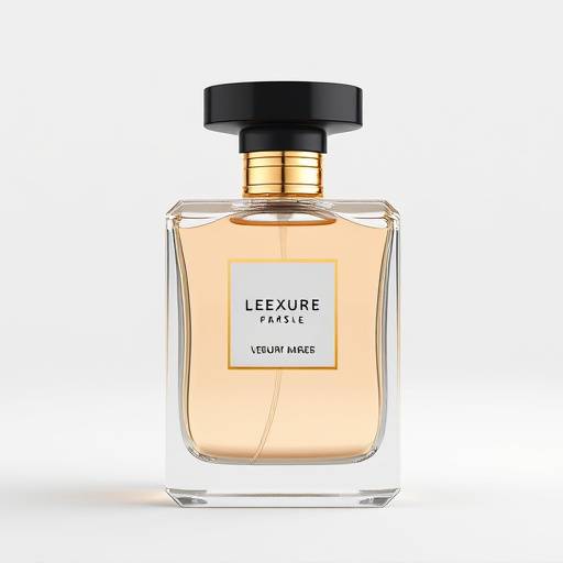 Photographie de produit d'un flacon de parfum de luxe sur un fond neutre avec un éclairage studio.